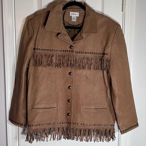 Butter-soft Fringed Women's Studded Cowgirl Western Leather Jacket by Santa Fe